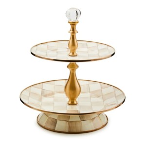 قاعدة ثنائية الطبقات من المينا لحمل الحلوى من مجموعة موكا تشك