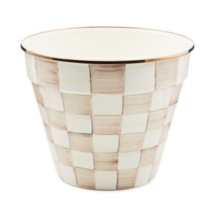 Mocha Check Enamel Extra Large Garden Pot