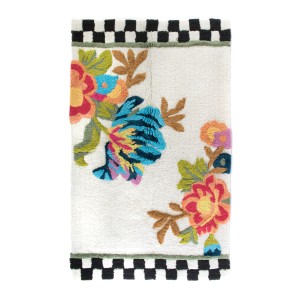 سجادة حمام من مجموعة فلاور ماركت - حجم كبير - لون أبيض