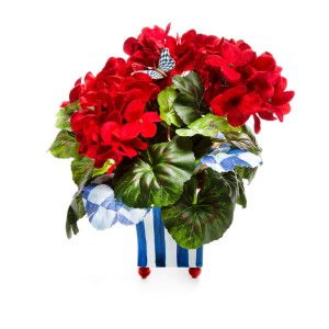 ديكور نبات العرنوق في وعاء - لون أحمر