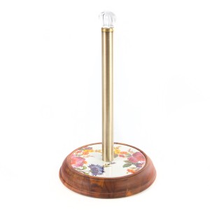 حامل المناشف الورقية الخشبي - من مجموعة فلاور ماركت - لون أبيض